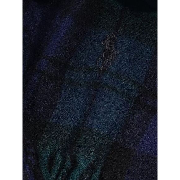 Polo Ralph Lauren Men Original Label Cashmere Tartan Plaid Scarf Green Multi-O/S - Picture 8 of 12